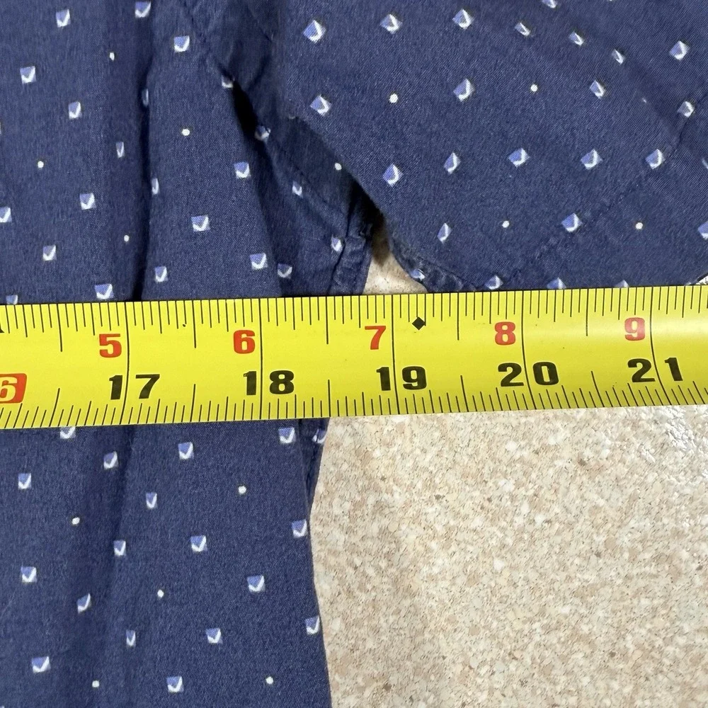 Polo Ralph Lauren Button Down Shirt Short Sleeve Navy Blue Polka Dot Sz M